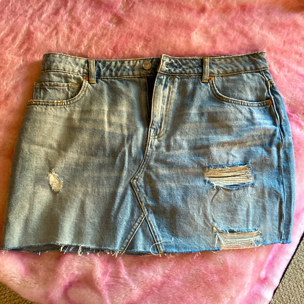 NWOT All Saints distressed denim skirt UK14